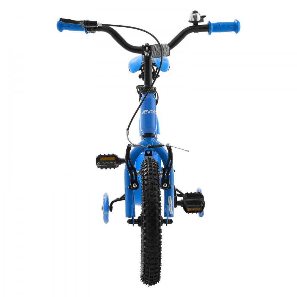 VEVOR Kids Bike, 14 Inch Children Bicycle, Training Wheels BMX Style Blue, for Boys Girls Ages 3-5, Adjustable Seat & Handlebar, Front Brake & Rear Coaster Brake, Cup Holder, High-Carbon Steel Frame