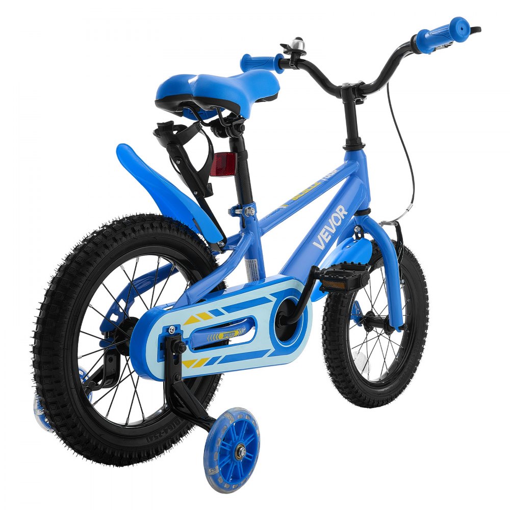 VEVOR Kids Bike, 14 Inch Children Bicycle, Training Wheels BMX Style Blue, for Boys Girls Ages 3-5, Adjustable Seat & Handlebar, Front Brake & Rear Coaster Brake, Cup Holder, High-Carbon Steel Frame