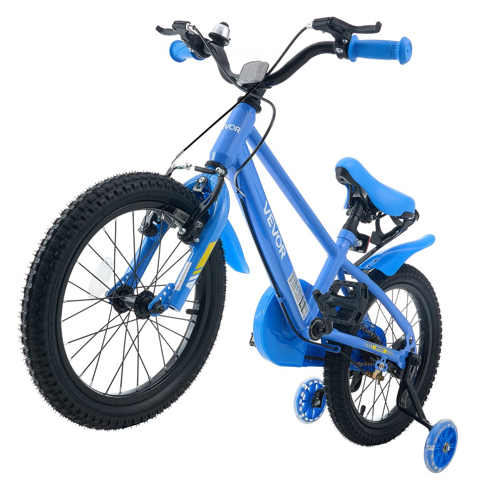 VEVOR Kids Bike, 16 Inch Children Bicycle, Training Wheels BMX Style Blue, for Boys Girls Ages 4-7, Adjustable Seat & Handlebar, Front Brake and Rear Drum Brake, Cup Holder, High-Carbon Steel Frame