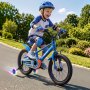 VEVOR Kids Bike, 16 Inch Children Bicycle, Training Wheels BMX Style Blue, for Boys Girls Ages 4-7, Adjustable Seat & Handlebar, Front Brake and Rear Drum Brake, Cup Holder, High-Carbon Steel Frame