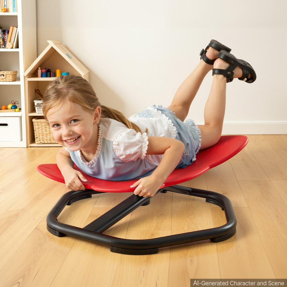 VEVOR Spinning Chair for Autistic Kids Ages 3-12 Autism Sensory Toy 100 kg, Sensory Swivel Seat Products for Children ADHD, Training Body Coordination Balance, 520 mm x 500 mm, Elephant Shape, Red