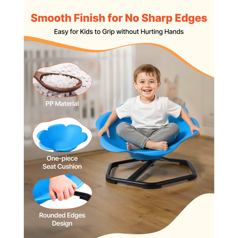 VEVOR Kids Swivel Chair, 220 lbs Capacity, Cylinder Shape Sensory Spinning Chair, Autistic Kids Sensory Toy Seat with Non-Slip Metal Base, Toddler Sit & Spin Seat for Coordination Balance Focus, Blue