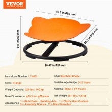 VEVOR Elephant Kids Swivel Chair, 220 LBS Capacity, 360° Spinning Chair, Autistic Kids Sensory Toy Chair with Non-Slip Metal Base, Toddler Sit and Spin Chair for Coordination Balance Focus Orange