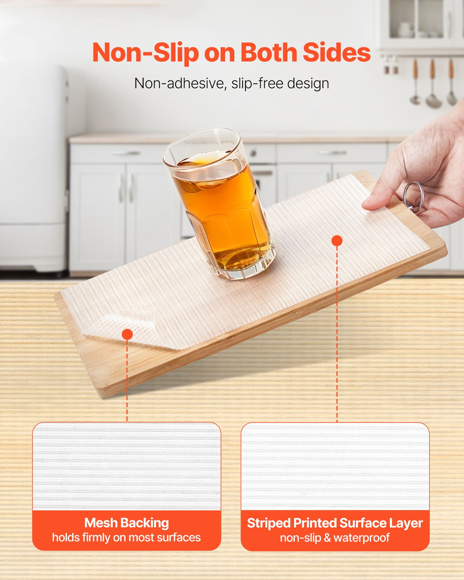 VEVOR Drawer and Shelf Liner for Kitchen Cabinet, Non-Adhesive Non-Slip Thick Refrigerator Liners, Waterproof Shelf Paper, Cupboard Bathroom Drawer Mats, EVA Fridge Lining for Shelves, Clear, 23 FT