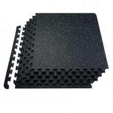 VEVOR 0.56 Inch Thick Gym Floor Mats, 12 Tiles Rubber Top with EVA Foam, 25" x 25" Gym Flooring Workout Mats with 48 sq.ft Coverage, Interlocking Puzzle Gym Mats for Gym, Home, Garage, Black & White