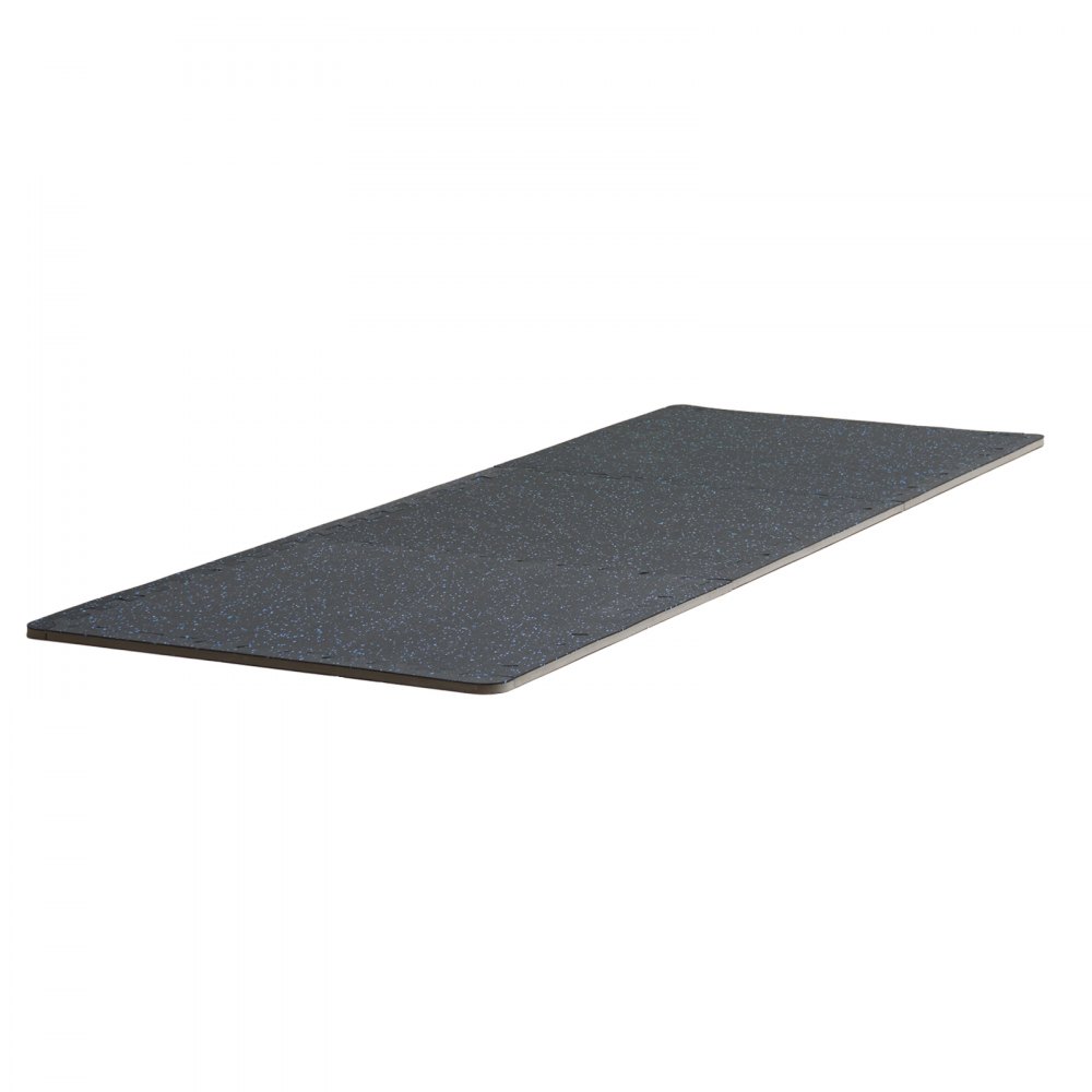 VEVOR 0.56 Inch Thick Gym Floor Mats, 6 Tiles Rubber Top with EVA Foam, 25" x 25" Gym Flooring Workout Mats with 25 sq.ft Coverage, Interlocking Puzzle Gym Mats for Gym, Home, Garage, Black & Blue