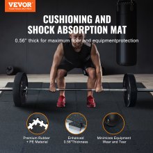 VEVOR 0.56" Thick Gym Floor Mats 6 Tiles Rubber Top with EVA Foam Black & Blue