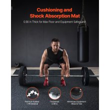 VEVOR 6 PCS 0.56" Thick Gym Floor Mats, 24" x 24" EVA Foam & Rubber Top Interlocking Workout Floor Mats with 24 sq.ft Coverage, Waterproof Exercise Puzzle Flooring for Gym, Home, Garage, Basement, Black & White