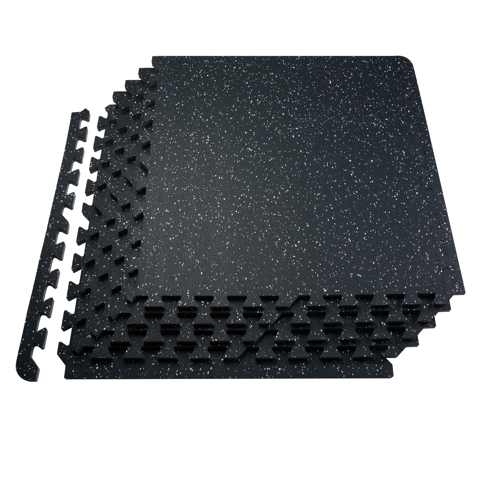 VEVOR 0.56 Inch Thick Gym Floor Mats, 6 Tiles Rubber Top with EVA Foam, 25" x 25" Gym Flooring Workout Mats with 25 sq.ft Coverage, Interlocking Puzzle Gym Mats for Gym, Home, Garage, Black & White