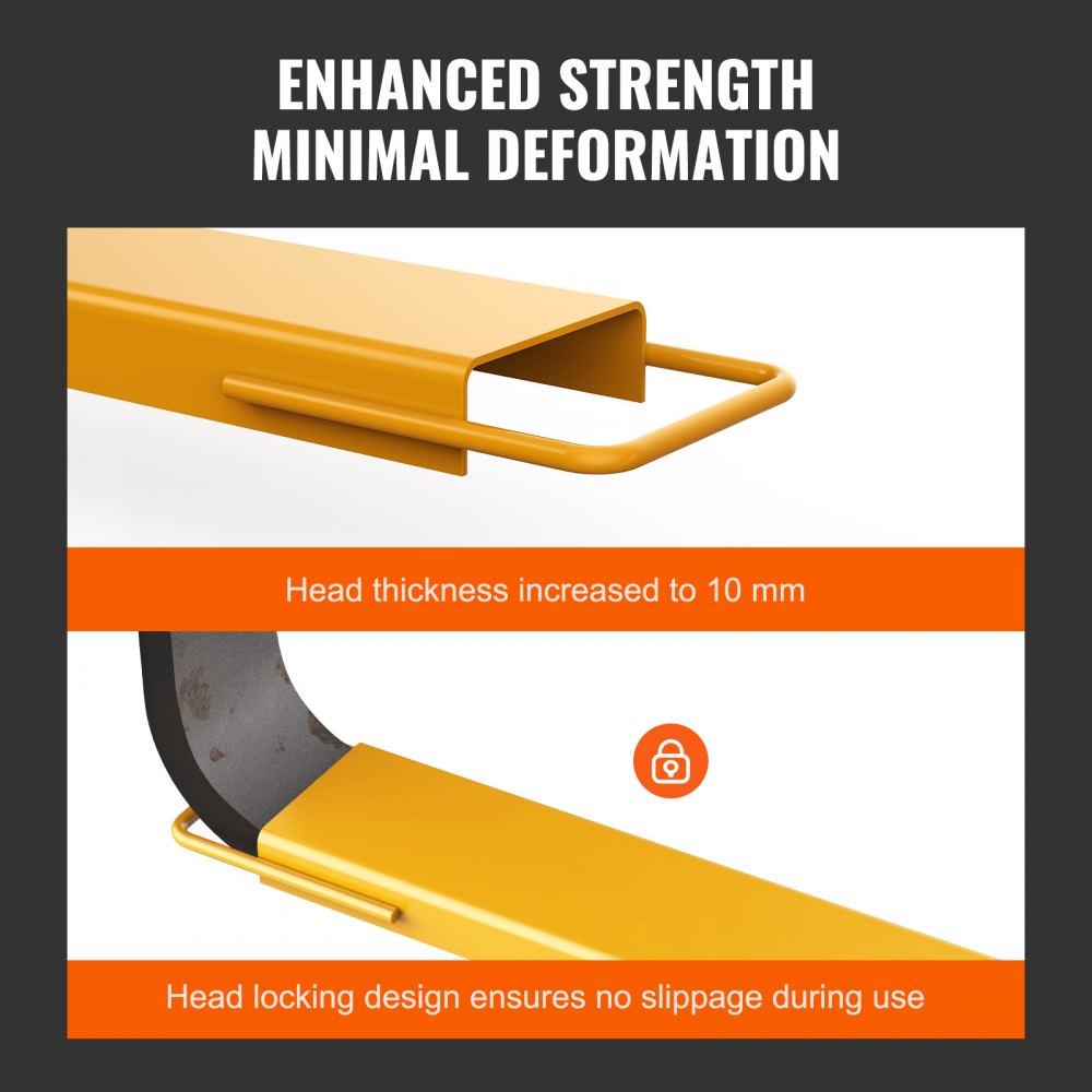 VEVOR Pallet Fork Extensions, 1520 mm Length 140 mm Width, Heavy Duty Steel Fork Extensions for Forklifts, 1 Pair Forklift Extensions, Industrial Forklift Fork Attachments for Forklift Truck, Yellow