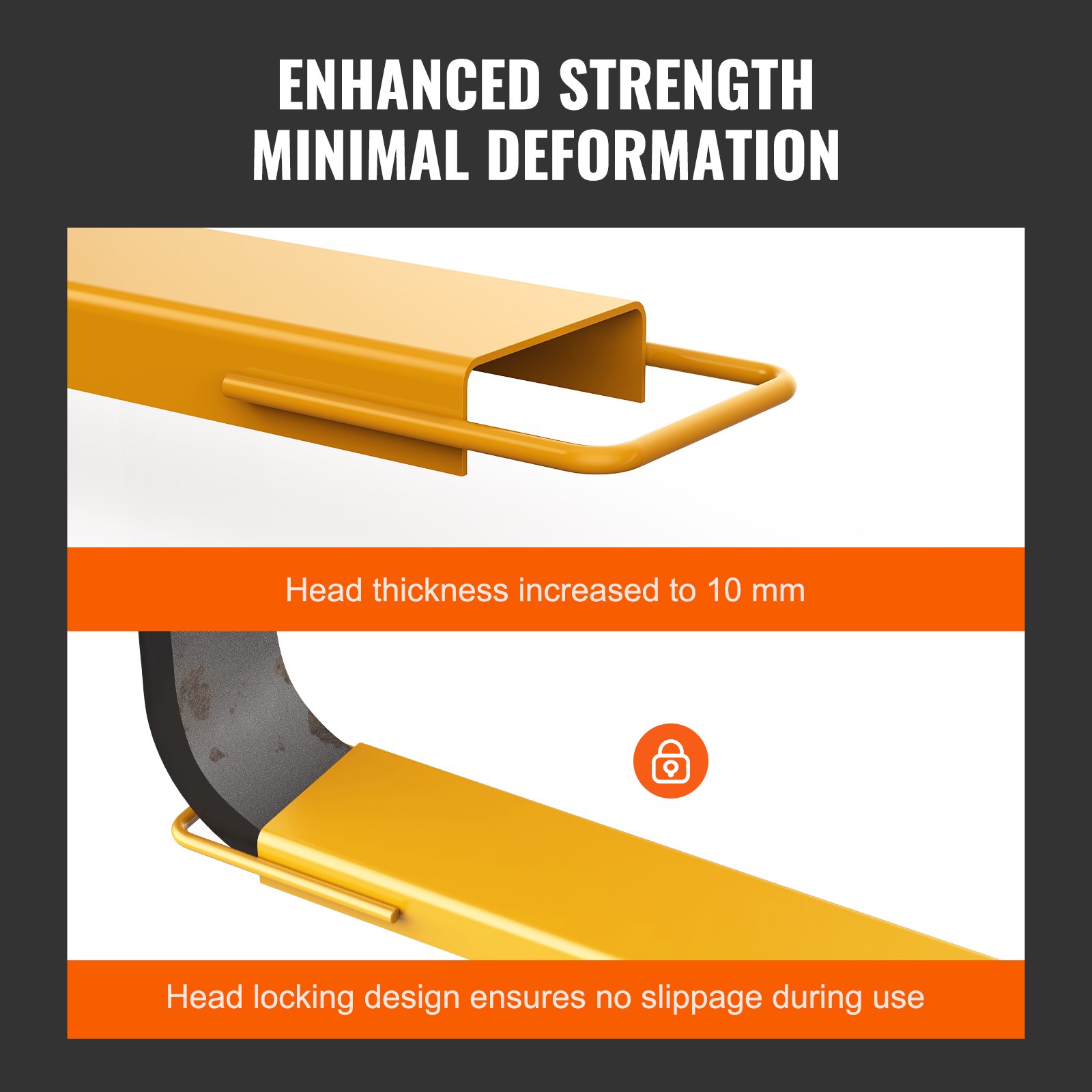 VEVOR Pallet Fork Extensions, 1520 mm Length 140 mm Width, Heavy Duty Steel Fork Extensions for Forklifts, 1 Pair Forklift Extensions, Industrial Forklift Fork Attachments for Forklift Truck, Yellow