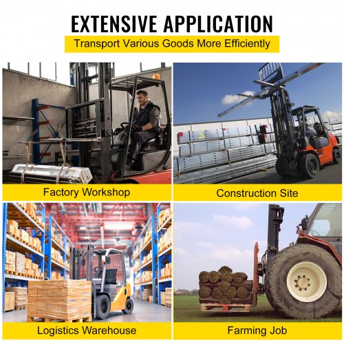 Pallet Fork Extensions, 96" Length 5.5" Width, Heavy Duty Carbon Steel Fork Extensions For Forklifts 1 Pair Forklift Extensions Industrial Forklift Fork Attachments For Forklift Truck Yellow P 010963667257