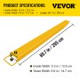 yellow VEVOR pallet fork extension, 80.7 inches long, with detailed dimensions.