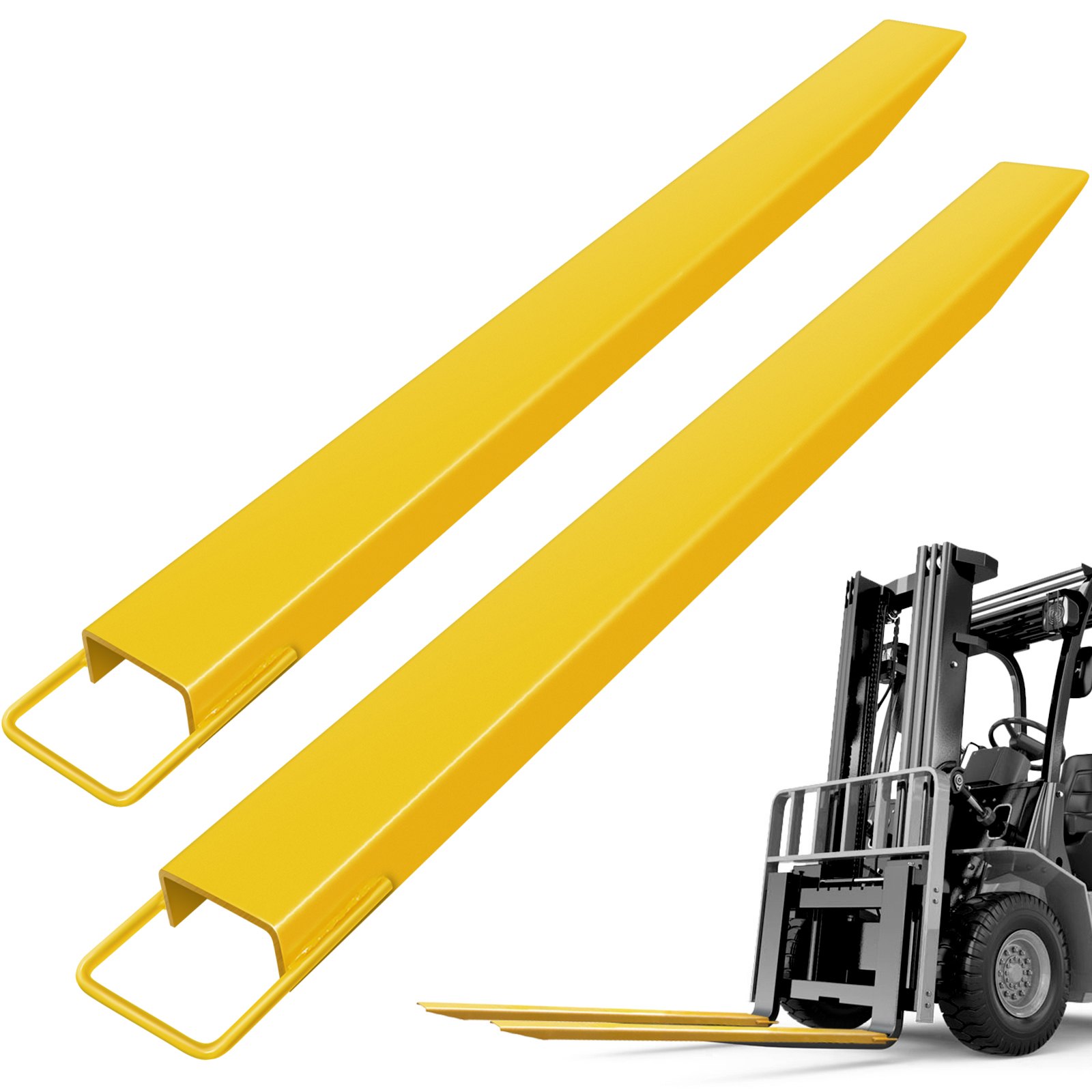 VEVOR Pallet Fork Extension 84 Inch Length 5.8 Inch Width, Heavy Duty Alloy Steel Fork Extensions for forklifts, 1 Pair Forklift Extension, Yellow