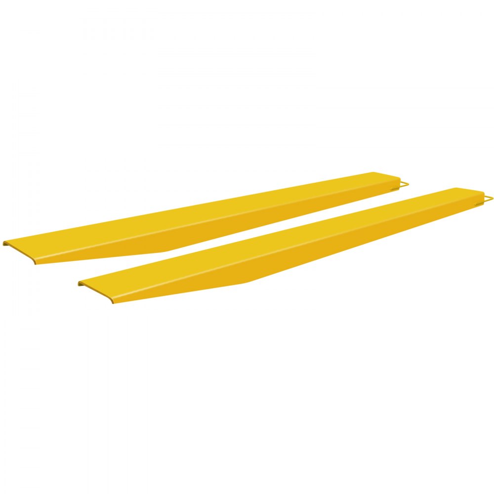 yellow VEVOR pallet fork extension pair on white background.