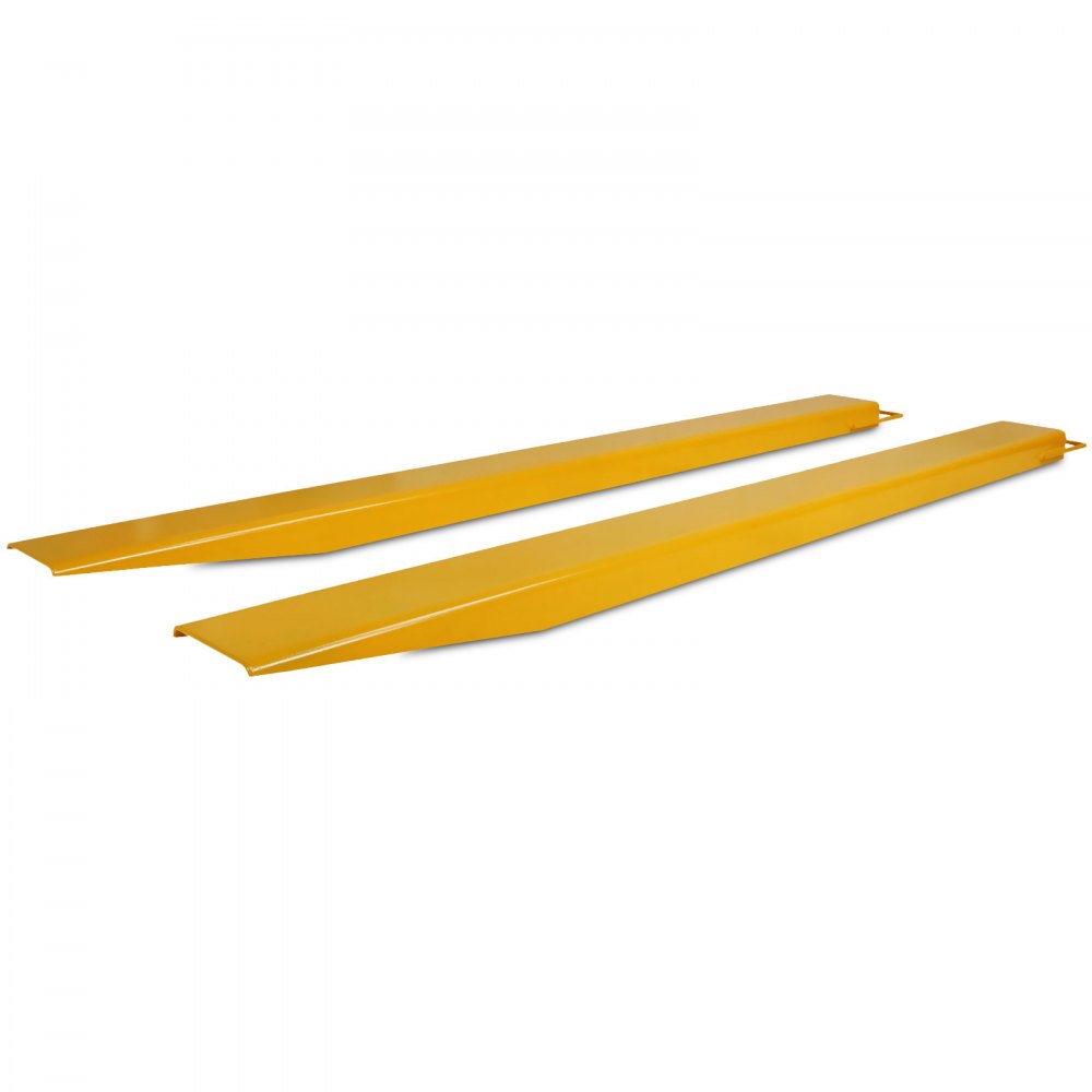 VEVOR Extensión de horquilla para paletas de 96 pulgadas de largo y 5 pulgadas de ancho, extensiones de horquilla de acero de aleación resistente para carretillas elevadoras, 1 par de extensiones de carretilla elevadora, amarillo