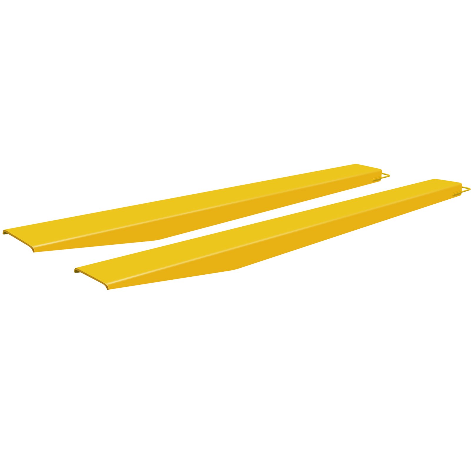 yellow VEVOR pallet fork extension pair on white background.