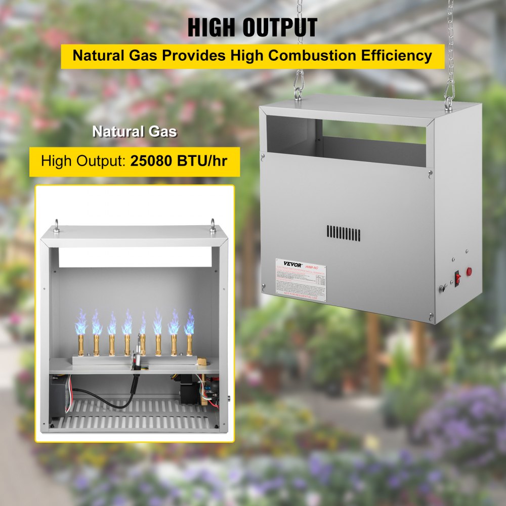 VEVOR CO2 Burner, 8 Brass Burner CO2 Generator for Plant, Natural Gas NG Carbon Dioxide Generator Burner, 25080 BTU/Hr, Built-In Electronic Ignition, for Greenhouse Green Tent Hydroponic Grow Room