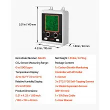 VEVOR Carbon Dioxide Monitoring Controller, Dual Outlets Carbon Dioxide Controller, CO2 Meter Monitor Day and Night Detection Feature, NDIR CO2 Sensor for Green House, Laboratories, Classrooms, Home