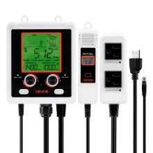 VEVOR Carbon Dioxide Monitoring Controller, Dual Outlets Carbon Dioxide Controller, CO2 Meter Monitor Day and Night Detection Feature, NDIR CO2 Sensor for Green House, Laboratories, Classrooms, Home