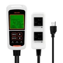 VEVOR Carbon Dioxide Monitoring Controller, Dual Outlets CO2 Monitor & Controller, Carbon Dioxide Sensor Day and Night Detection Feature, NDIR CO2 Sensor for Greenhouse, Laboratories, Classrooms, Home