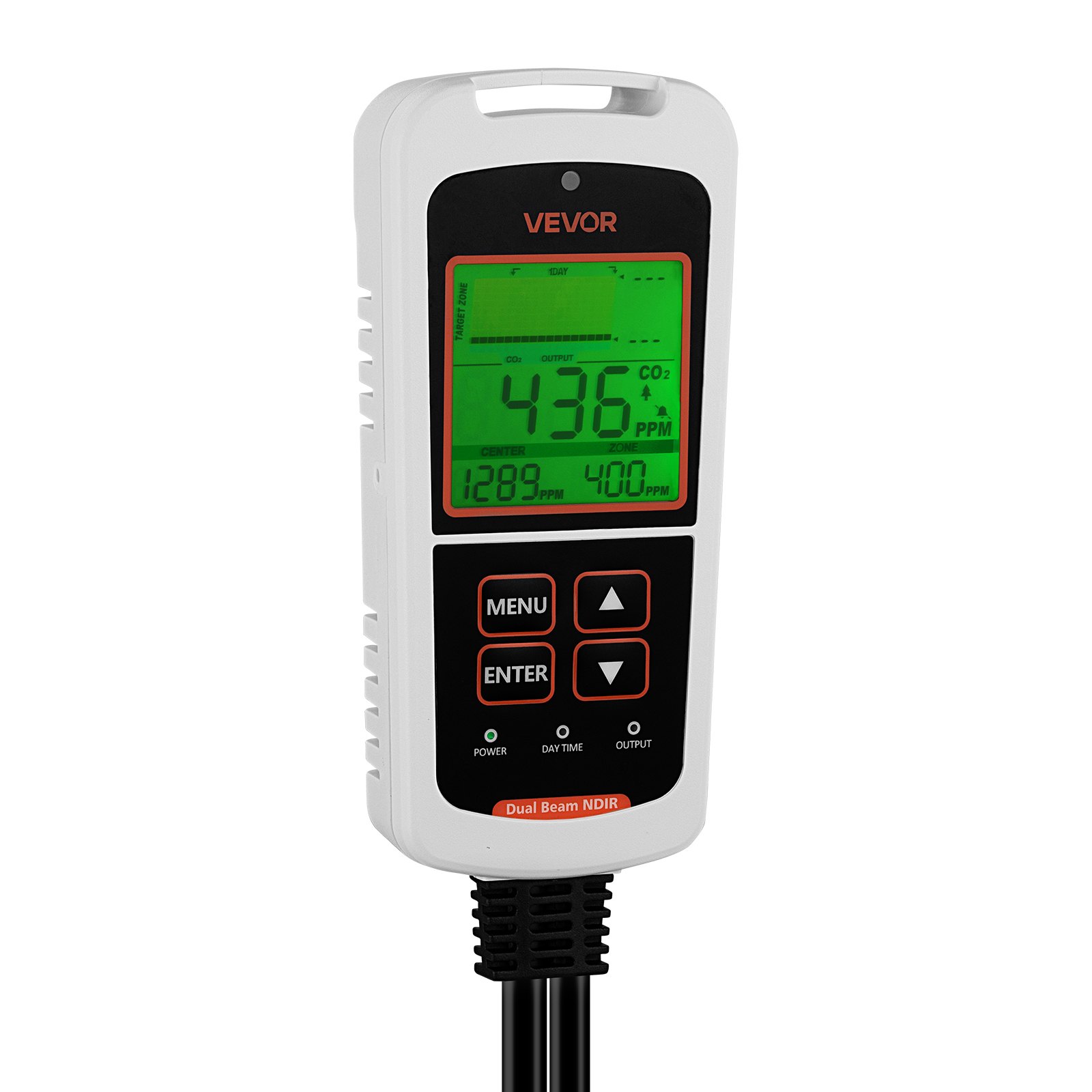VEVOR Carbon Dioxide Monitoring Controller, Dual Outlets CO2 Monitor & Controller, Carbon Dioxide Sensor Day and Night Detection Feature, NDIR CO2 Sensor for Greenhouse, Laboratories, Classrooms, Home