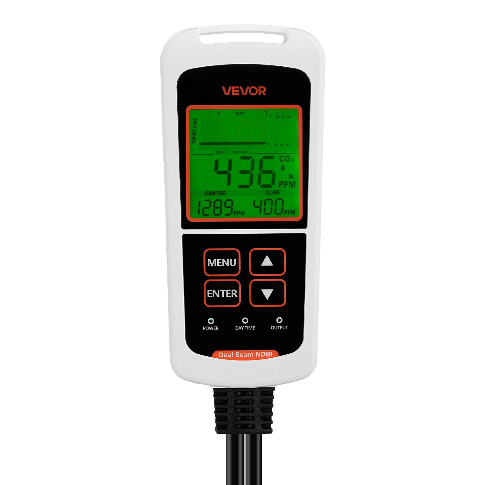 VEVOR Carbon Dioxide Monitoring Controller, Dual Outlets CO2 Monitor & Controller, Carbon Dioxide Sensor Day and Night Detection Feature, NDIR CO2 Sensor for Greenhouse, Laboratories, Classrooms, Home