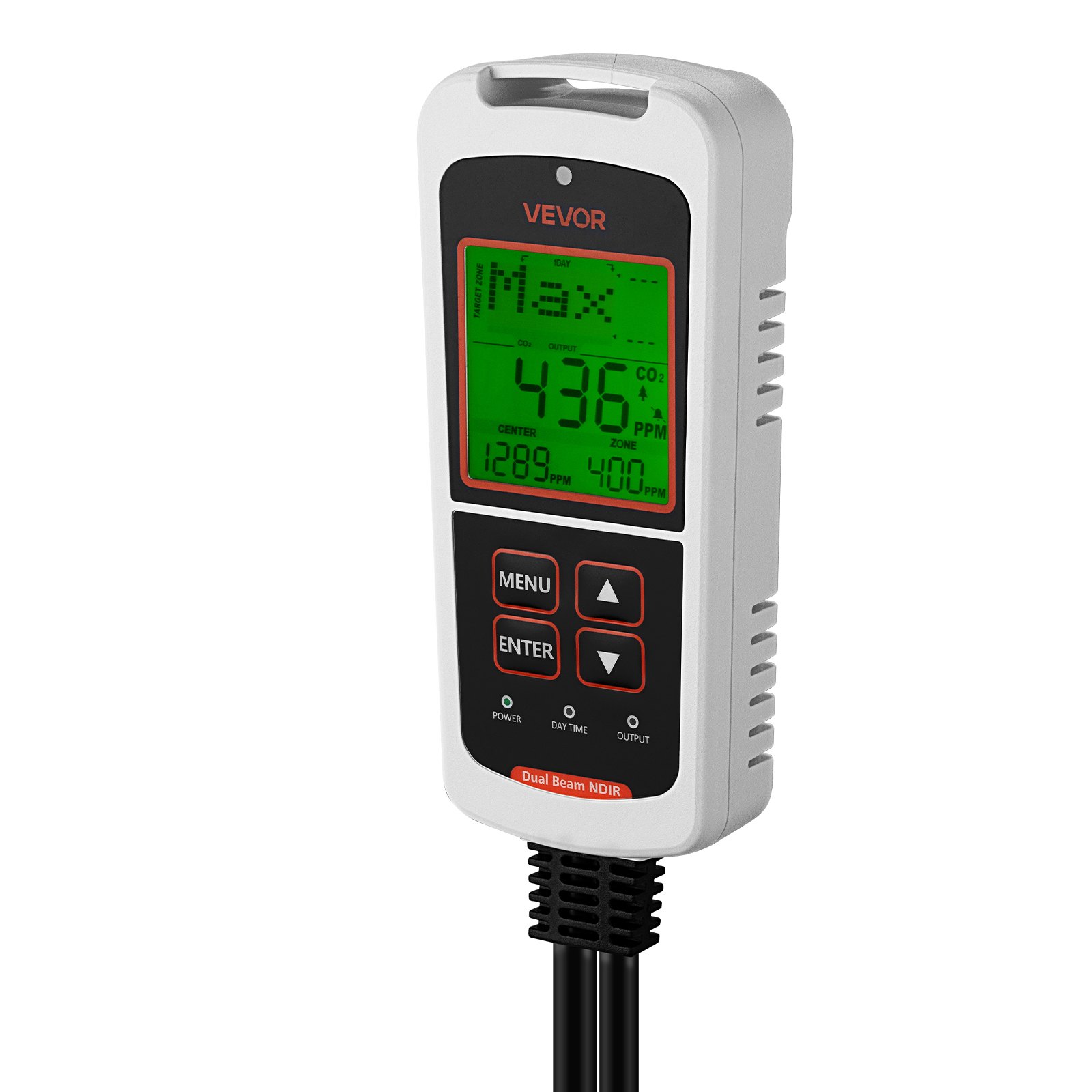 VEVOR Carbon Dioxide Monitoring Controller, Dual Outlets CO2 Monitor & Controller, Carbon Dioxide Sensor Day and Night Detection Feature, NDIR CO2 Sensor for Greenhouse, Laboratories, Classrooms, Home