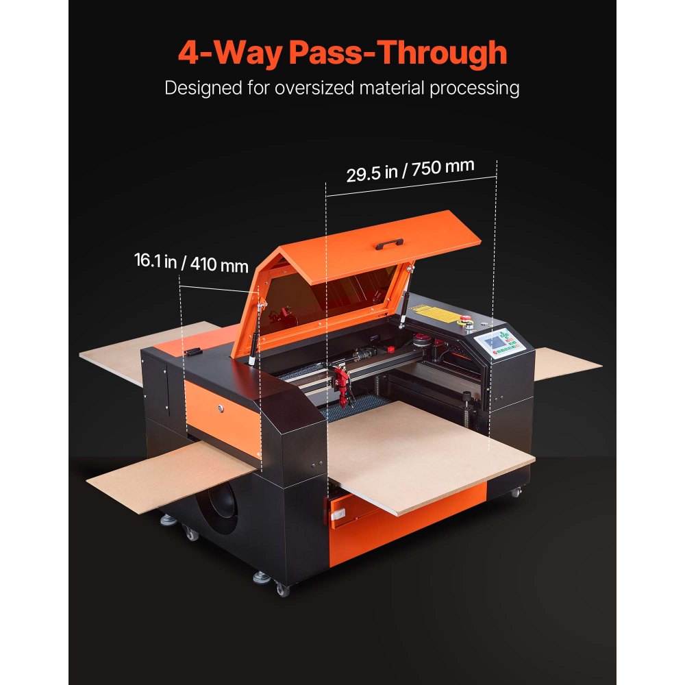 VEVOR 60W CO2 Laser Engraver, 600 x 400 mm, CO2 Laser Engraver Cutter Machine with 4 Way Pass Air Assist, Engraving Cutting Machine, Compatible with LightBurn CorelDRAW RDWorks, for Wood Acrylic Glass