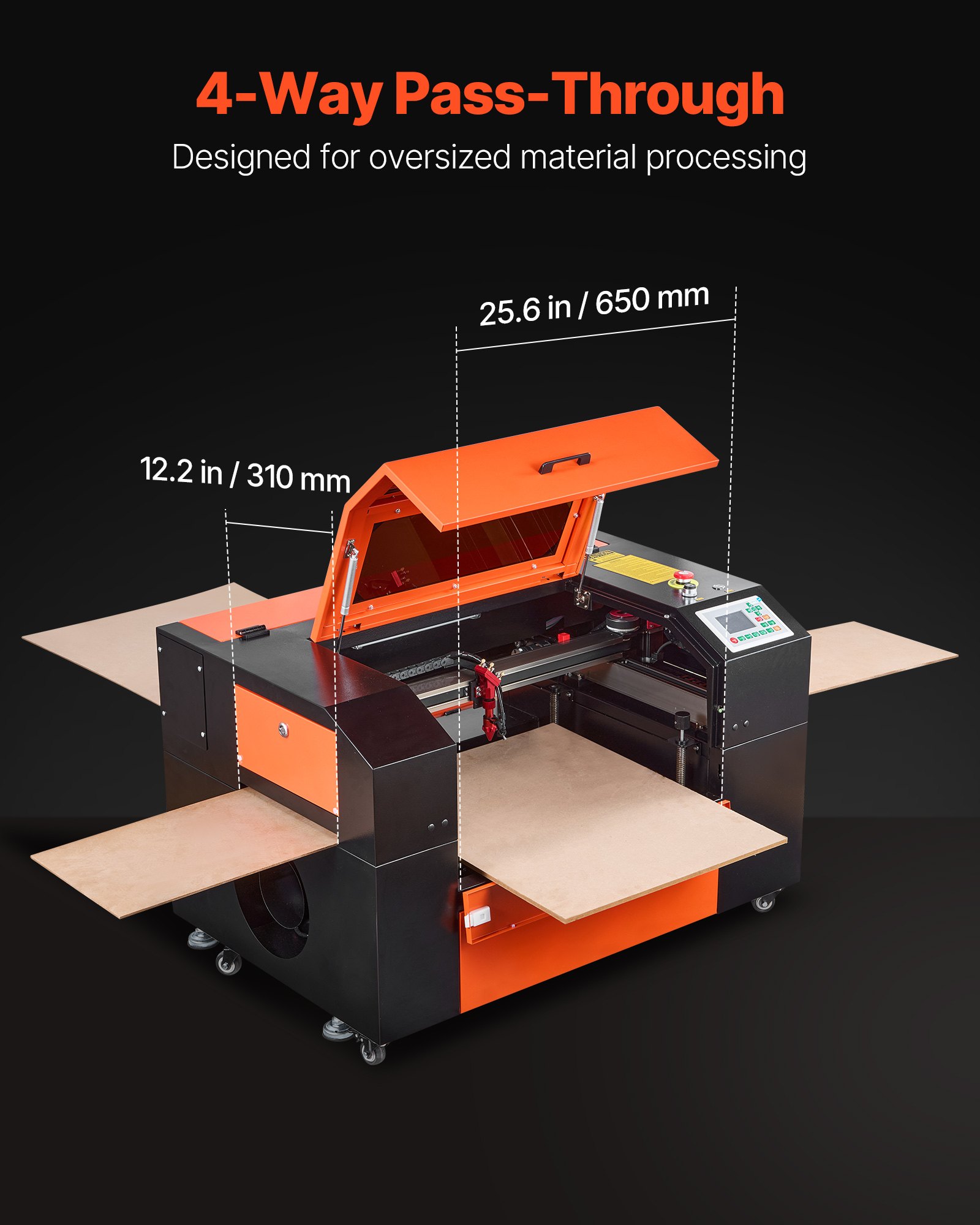 VEVOR 50W CO2 Laser Engraver, 500 x 300 mm, CO2 Laser Engraver Cutter Machine with 4 Way Pass Air Assist, Engraving Cutting Machine, Compatible with LightBurn CorelDRAW RDWorks, for Wood Acrylic Glass