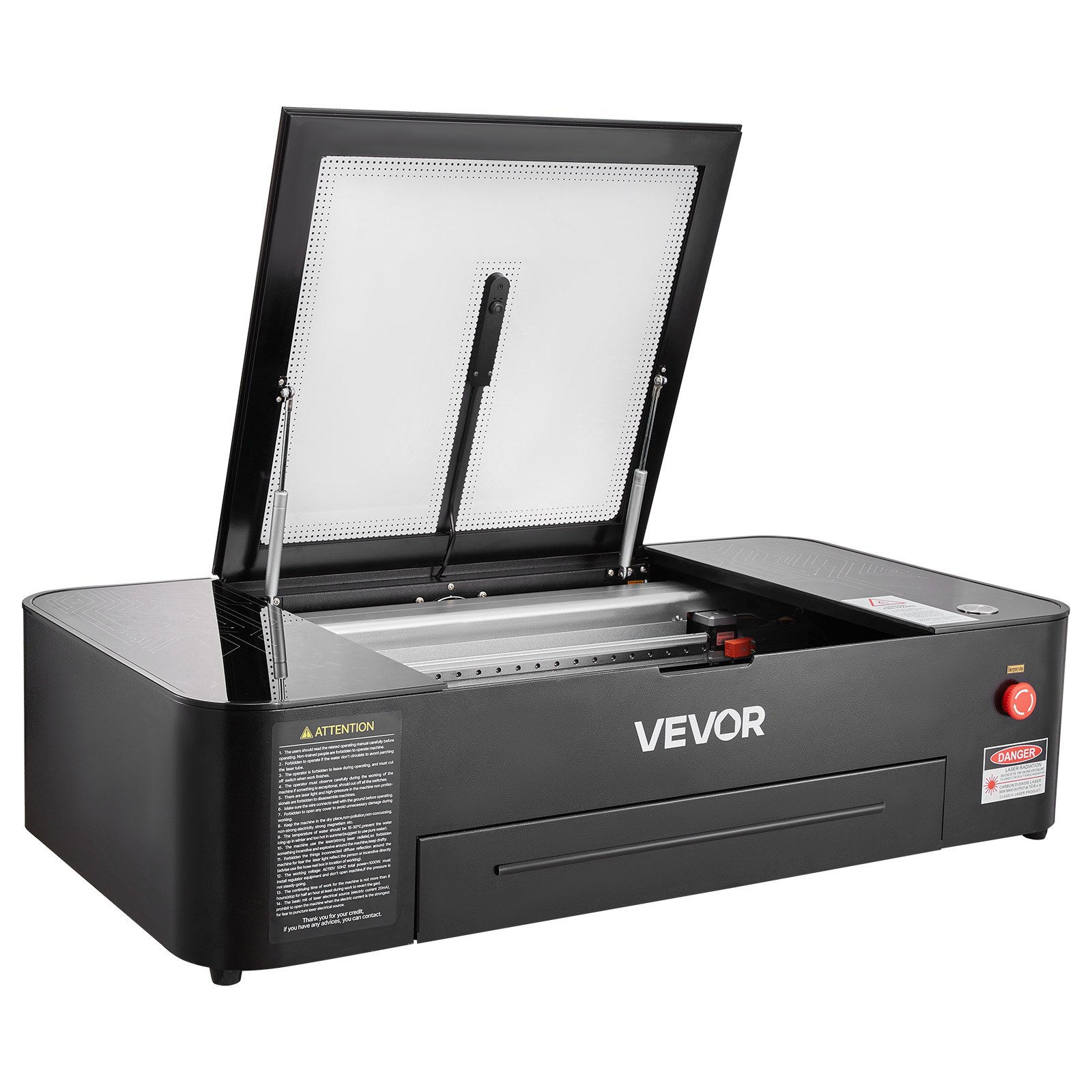 VEVOR 55W CO2 Laser Engraver, 500 x 300 mm, Desktop CO2 Laser Engraver and Cutter Machine with 16MP Camera, Water Pump, Rotary Axis, Compatible with LightBurn CorelDRAW RDWorks, for Wood Acrylic Glass