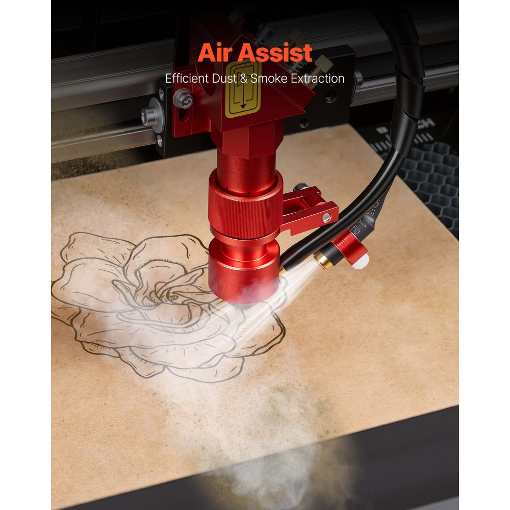 VEVOR 45W CO2 Laser Engraver, 300 x 200 mm, Desktop CO2 Laser Engraver Cutter Machine with Rotary Axis, Air Assist, Engraving Machine Compatible with LightBurn CorelDRAW GRBL, for Wood Acrylic Glass