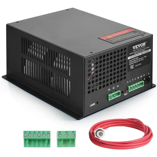 VEVOR CO2 Laser Power Supply, 100W, Power Supply for 100W Laser Tube, Constant Current Protection, Open Circuit Protection, Fast Heat Dissipation, Compatible for Multi-brand Laser Engravers & Cutters