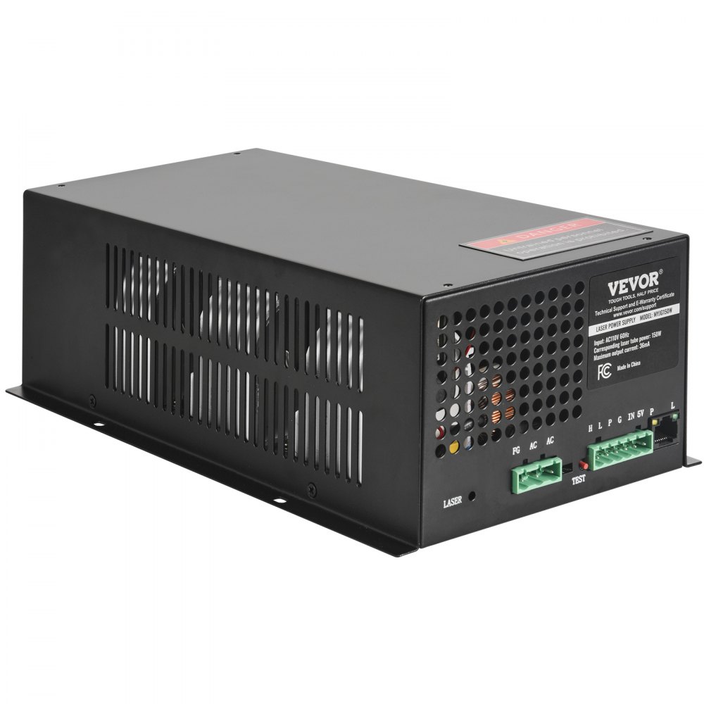 VEVOR CO2 Laser Power Supply, 150W, Power Supply for 150W Laser Tube, Constant Current Protection, Open Circuit Protection, Fast Heat Dissipation, Compatible for Multi-brand Laser Engravers & Cutters