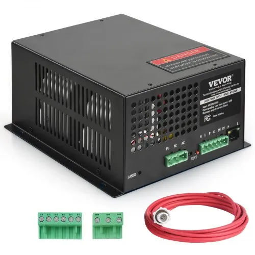 VEVOR CO2 Laser Power Supply, 60W, Power Supply for 60W Laser Tube, Constant Current Protection, Open Circuit Protection, Fast Heat Dissipation, Compatible for Multi-brand Laser Engravers & Cutters