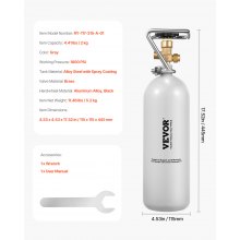 VEVOR CO2 Tank 4.41 lbs Alloy Cylinder with DIN477 Valve TUV Approved（Empty bottle）