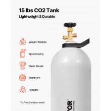 CO2 Tank 15 lbs New Aluminum Alloy Gas Cylinder with CGA320 Valve DOT Approved