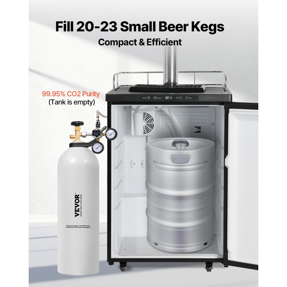 VEVOR CO2 Tank, 20 lbs New Aluminum Alloy Cylinder, CO2 Air Tank with Light Spray Coating, CGA320 Valve, Handle & Purple Copper Siphon, DOT Approved Cylinder for Draft Beer Dispensing and Soda Maker