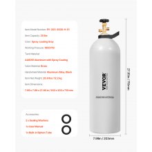 Réservoir de CO2 VEVOR 20 lb Nouveau cylindre en alliage d'aluminium avec tube siphon approuvé DOT