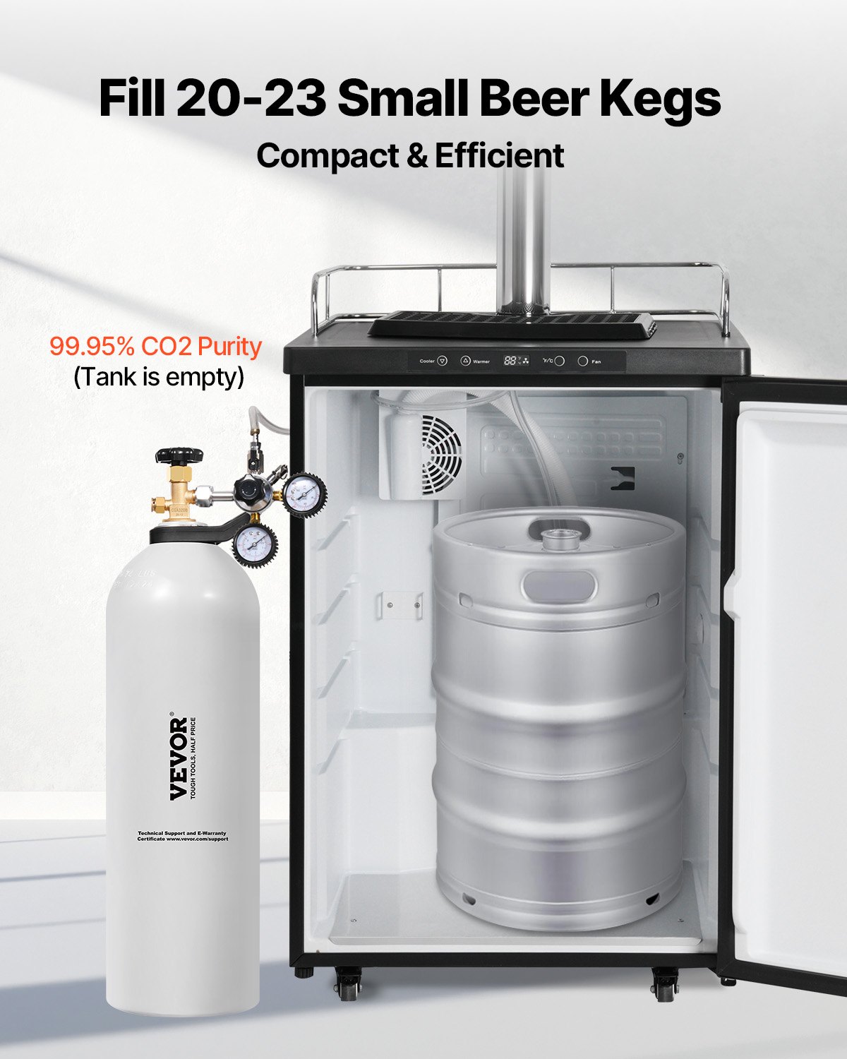 VEVOR CO2 Tank, 20 lbs New Aluminum Alloy Cylinder, CO2 Air Tank with Light Spray Coating, CGA320 Valve, Handle & Purple Copper Siphon, DOT Approved Cylinder for Draft Beer Dispensing and Soda Maker