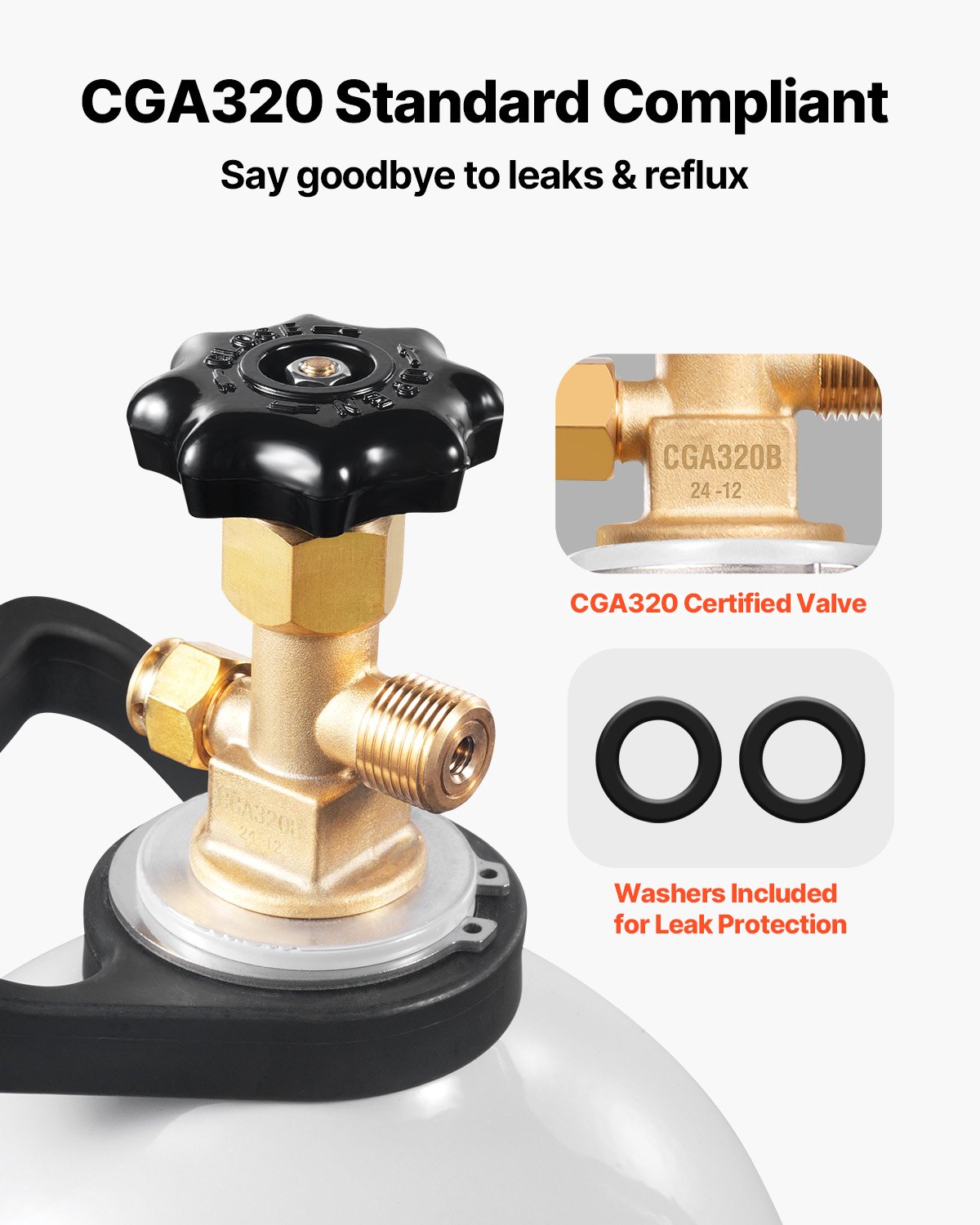 VEVOR CO2 Tank, 20 lbs New Aluminum Alloy Cylinder, CO2 Air Tank with Light Spray Coating, CGA320 Valve, Handle & Purple Copper Siphon, DOT Approved Cylinder for Draft Beer Dispensing and Soda Maker