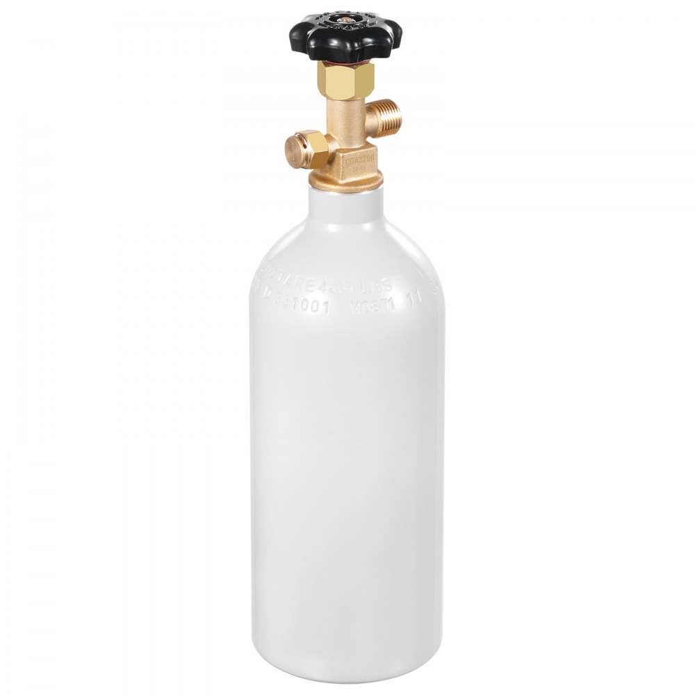 VEVOR CO2 Tank, 2.5 lbs New Aluminum Alloy Cylinder, CO2 Air Tank with Light Gray Spray Coating, CGA320 Valve & Adjustable Pressure, DOT Approved Cylinder for Draft Beer Dispensing and Soda Maker