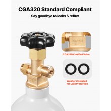 Réservoir de CO2 VEVOR Cylindre en alliage d'aluminium de 2,5 lb avec valve CGA320 homologué DOT