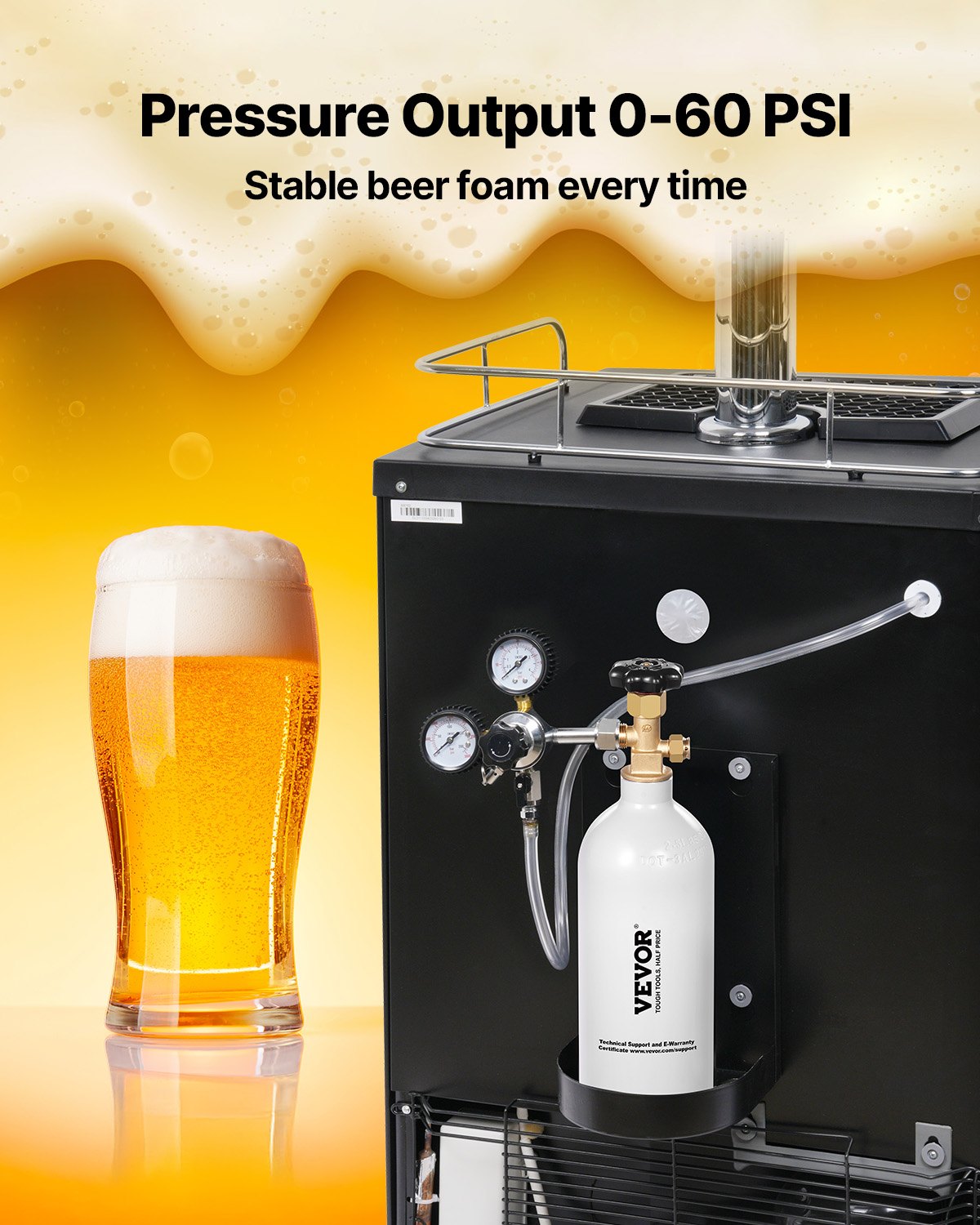 VEVOR CO2 Tank, 2.5 lbs New Aluminum Alloy Cylinder, CO2 Air Tank with Light Gray Spray Coating, CGA320 Valve & Adjustable Pressure, DOT Approved Cylinder for Draft Beer Dispensing and Soda Maker