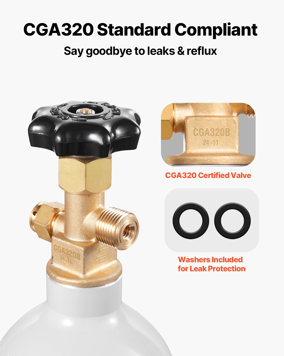 VEVOR CO2 Tank, 2.5 lbs New Aluminum Alloy Cylinder, CO2 Air Tank with Light Gray Spray Coating, CGA320 Valve & Adjustable Pressure, DOT Approved Cylinder for Draft Beer Dispensing and Soda Maker