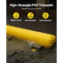 VEVOR Flood Barrier, 12 ft Length x 12 in Height Sandbag Alternative, Water Barrier for Flooding with Great Waterproof Effect, Reusable PVC Water Diversion Tubes, Flood Barriers for Home, Door, Garage