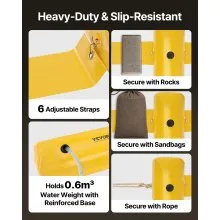 VEVOR Flood Barrier, 12 ft Length x 12 in Height Sandbag Alternative, Water Barrier for Flooding with Great Waterproof Effect, Reusable PVC Water Diversion Tubes, Flood Barriers for Home, Door, Garage
