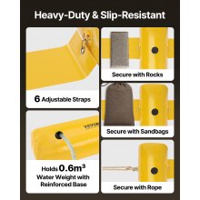 VEVOR Flood Barrier, 3.66 m Length x 51 cm Height Sandbag Alternative, Water Barrier for Flooding with Great Waterproof Effect, Reusable PVC Water Diversion Tubes, Flood Barriers for Home, Door, Garage