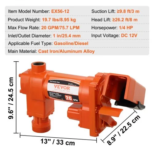 Kütusepump 12 V, 76 l/min, ilma lisatarvikuteta — pilt 7