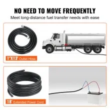 VEVOR Fuel Transfer Pump, 12V DC 20 GPM 1/4 HP, Gasoline Extractor Pump with Automatic Nozzle, Discharge Hose & Suction Pipe for Gasoline, Diesel, Kerosene, Ethanol & Methanol Blends, and Biodiesel